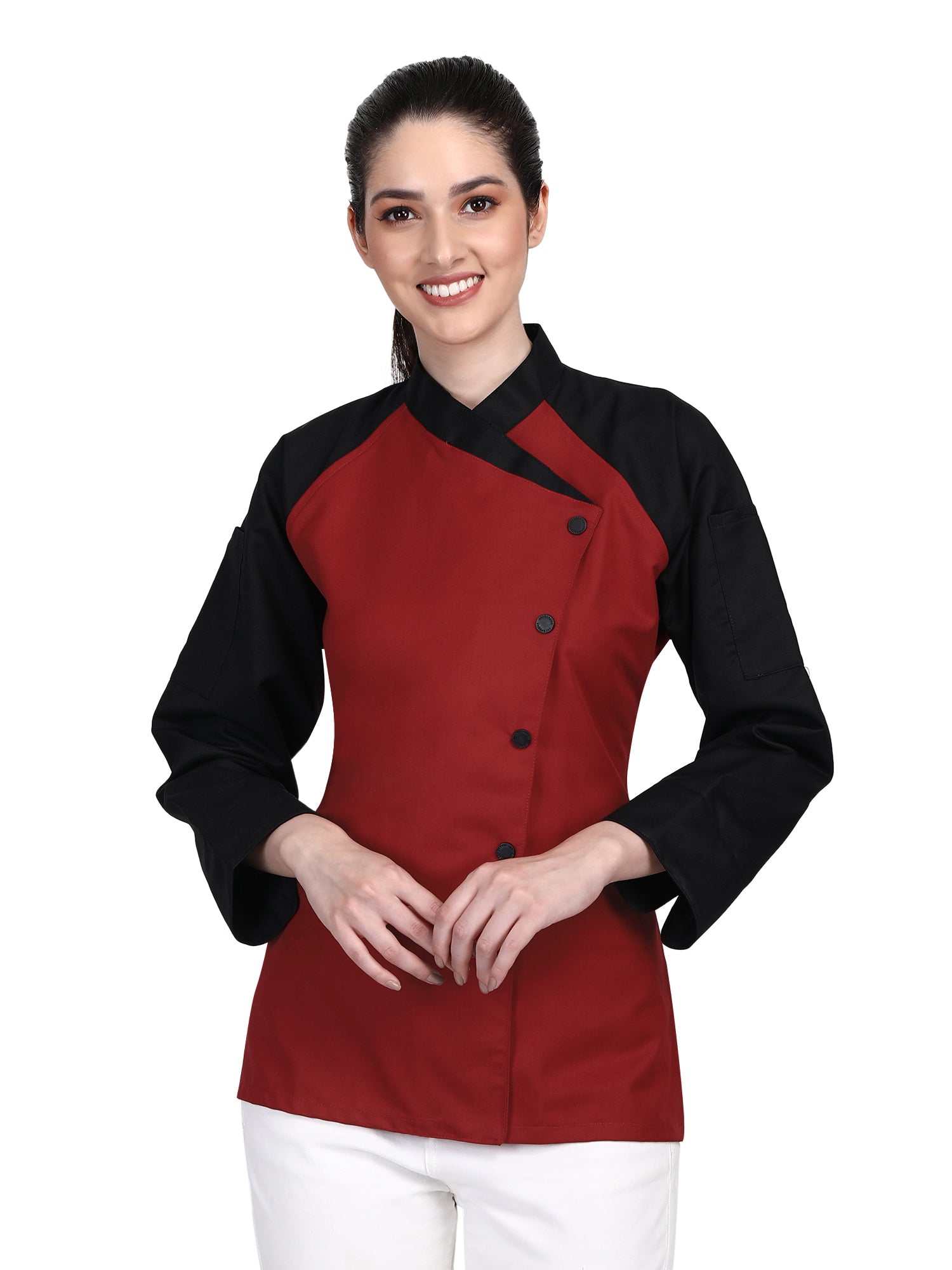 3/4 Sleeves New Chef Coat Jacket Uniform for women ideal for food service, Caterers and Culinary professional – Red